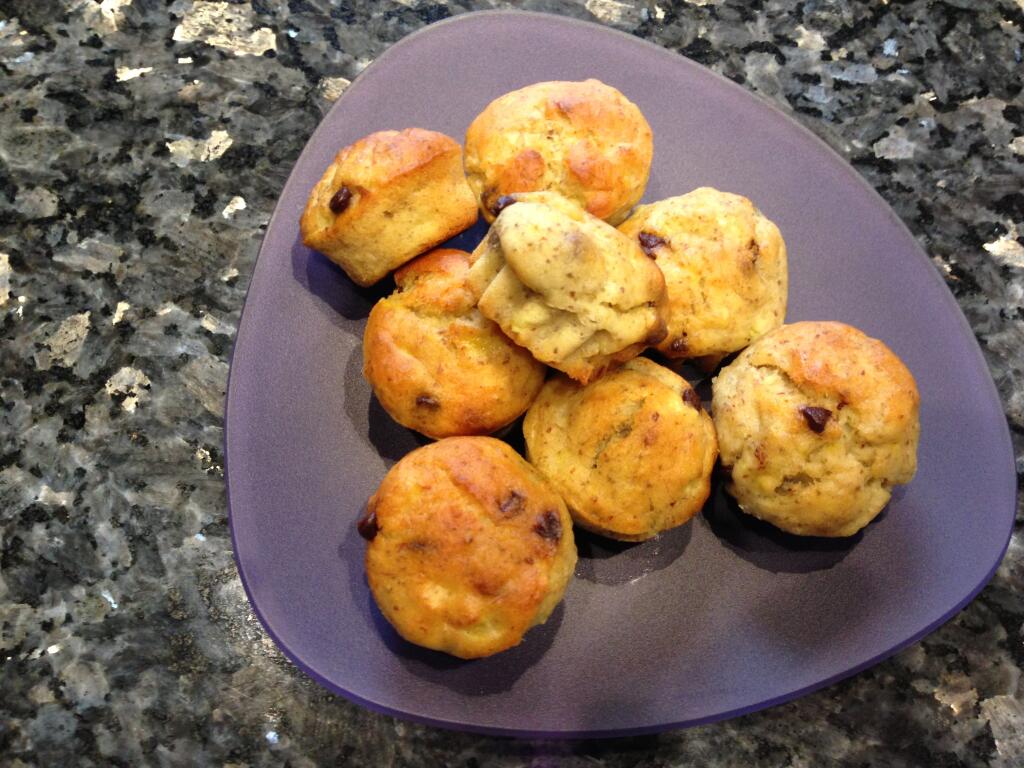 Banana Chocolate Chip muffins with flax and chia seeds